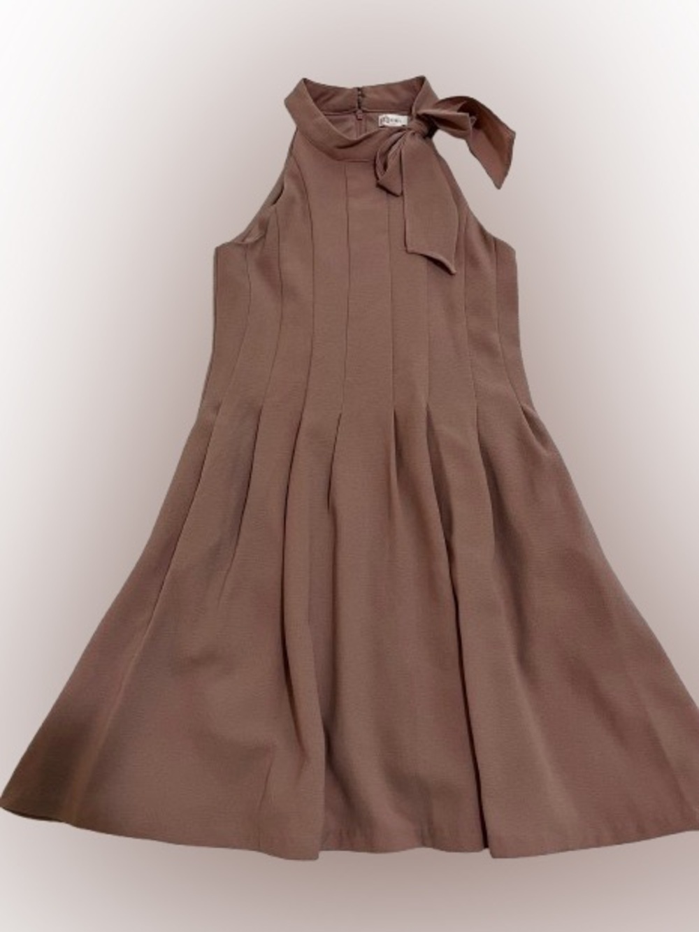 GB Girls High Neck Halter Pleated Dress Sz 10 Dusty Rose Mauve Lined New Pretty